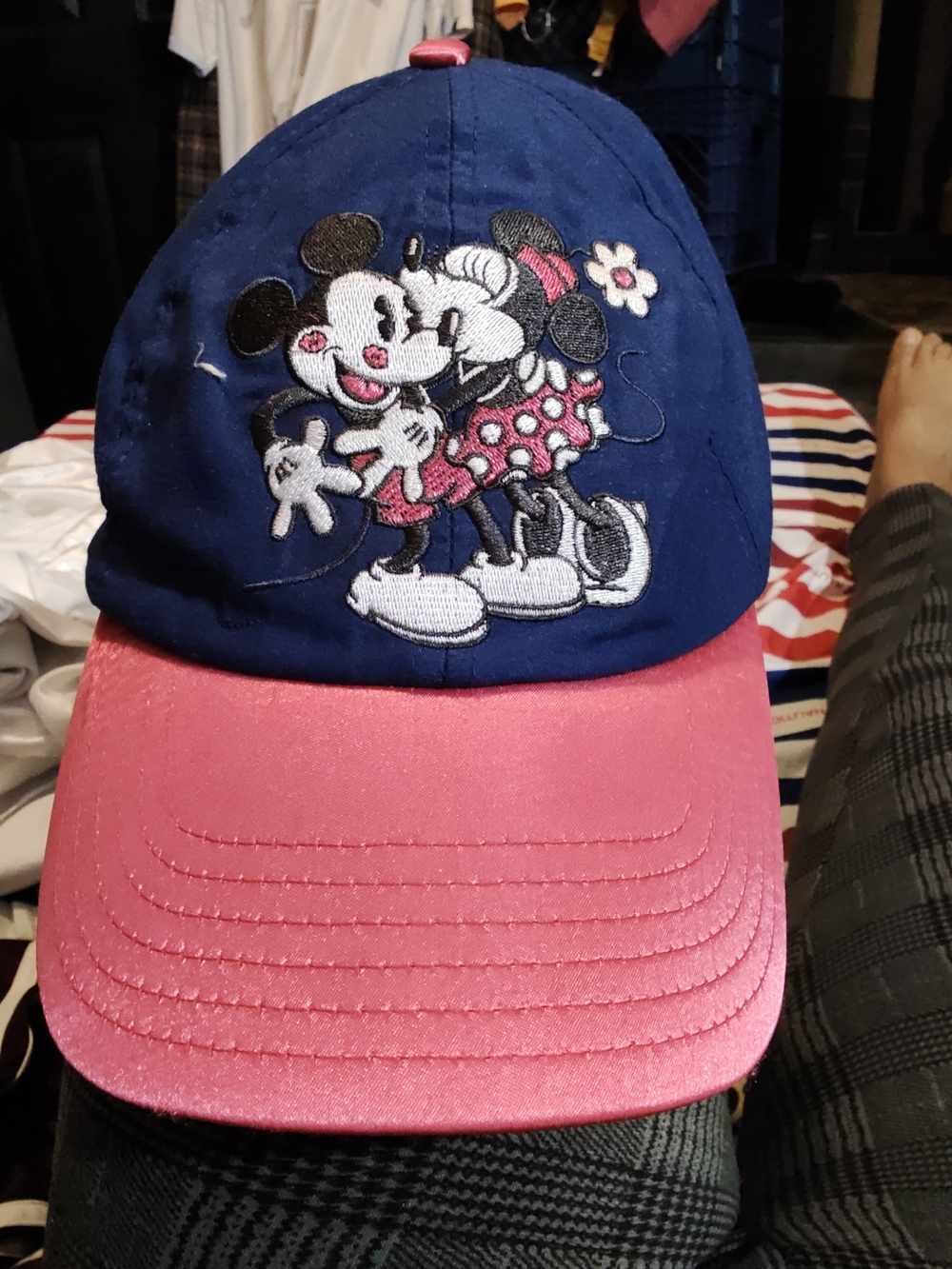 Disney Navy Blue and Pink Minnie Mouse Embroidered Baseball Cap